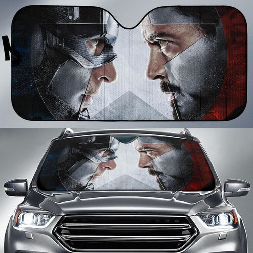 Captain Vs Iron Man Auto Sun Shade For Fan Nh07 Universal Fit 111204 - CarInspirations