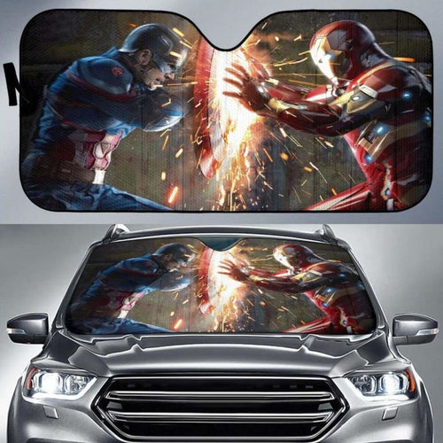 Captain Vs Iron Man Car Sun Shades 918b Universal Fit - CarInspirations