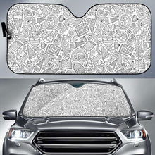 Load image into Gallery viewer, Cartoon Hand Drawn Ice Cream Black White Car Auto Sun Shades Universal Fit 052312 - CarInspirations