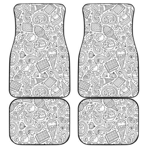 Cartoon Hand Drawn Ice Cream Black White Front And Back Car Mats Universal Fit 051512 - CarInspirations