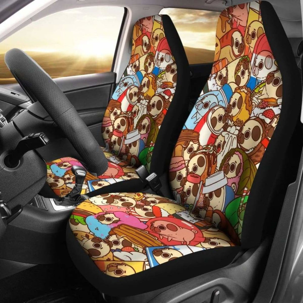Cartoon Pugs Car Seat Covers 231303 Universal Fit - CarInspirations