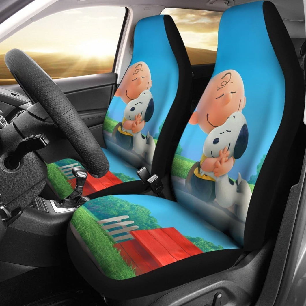 Charlie Brown Hugging Snoopy Car Seat Covers Lt03 Universal Fit 225721 - CarInspirations