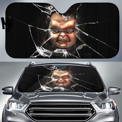 Chucky Car Auto Sun Shade Horror Broken Glass Style Windshield Universal Fit 174503 - CarInspirations