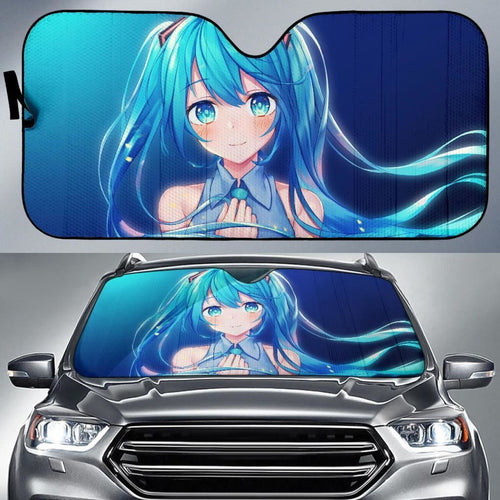 Cute Hatsune Miku Anime Girl Aqua Blue 4K Car Sun Shade Universal Fit 225311 - CarInspirations