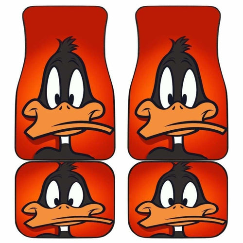 Daffy Duck Face Cartoon In Orange Theme Car Floor Mats Universal Fit 051012 - CarInspirations