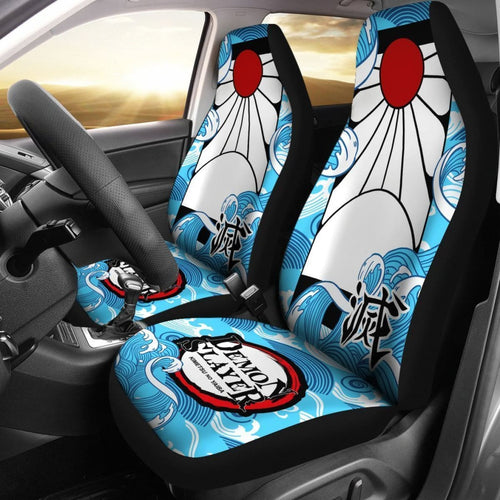 Demon Slayer Tanjiro Hanafuda Earring Car Seat Cover Manga Mixed Anime Universal Fit 194801 - CarInspirations