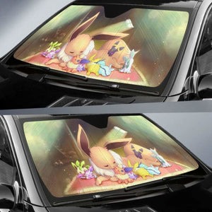 Eevee pokemon auto sun shades 918b Universal Fit - CarInspirations