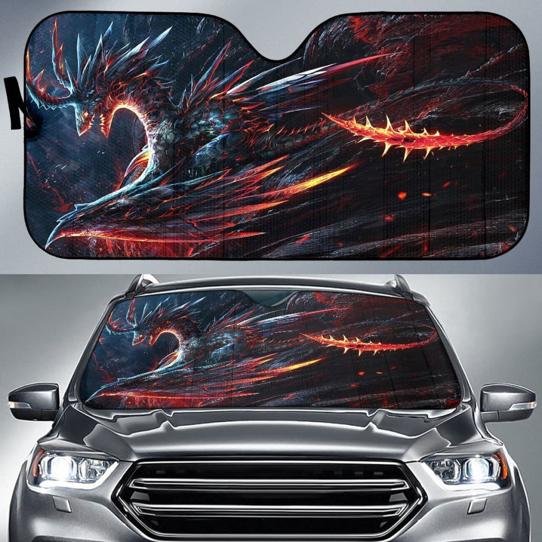 Evil Magma Dragon Sun Shade amazing best gift ideas 2020 Universal Fit 174503 - CarInspirations