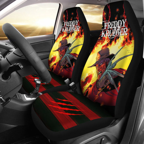 Horror Movie Car Seat Covers | Freddy Krueger Flaming In Fire Seat Covers Ci082721