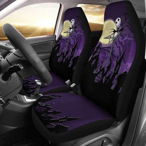 Nightmare Before Christmas Cartoon Car Seat Covers | Jack Skellington Standing On Roof Oogie Seat Covers Ci100704