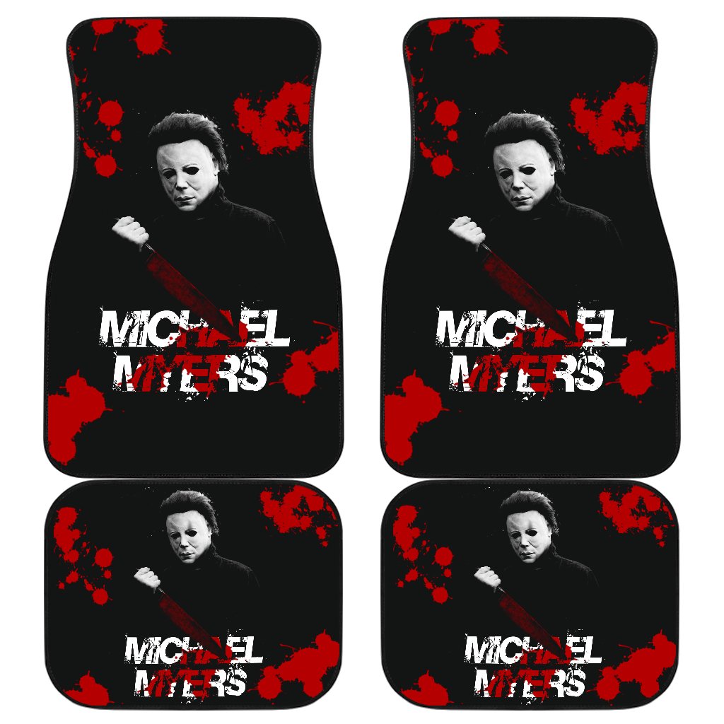 Horror Movie Car Floor Mats | Michael Myers Red Blood Black White Car Mats Ci090321