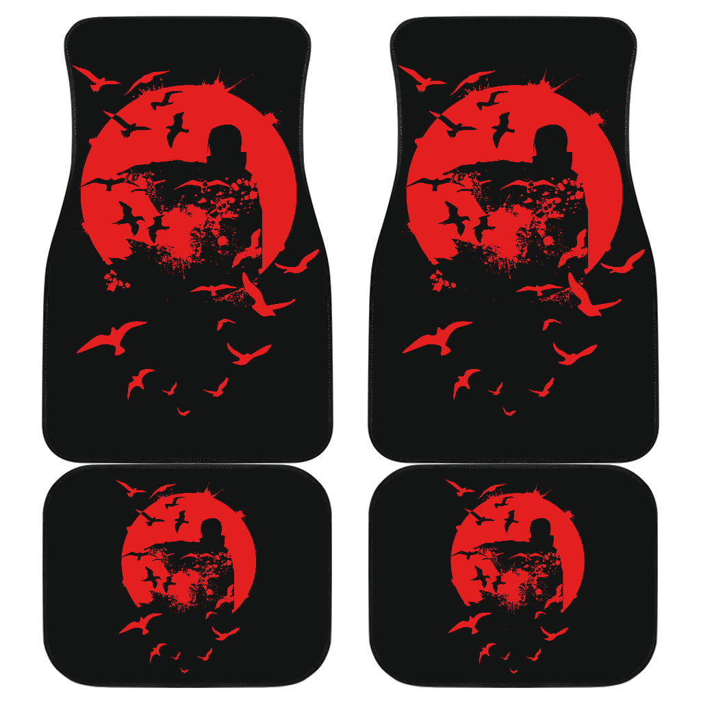 Naruto Anime Car Floor Mats - Uchiha Itachi Crow Faded Red Moon Car Mats Ci101602