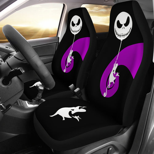 Nightmare Before Christmas Cartoon Car Seat Covers | Sally Silhouette Holding Jack Head Balloon Seat Covers Ci100605
