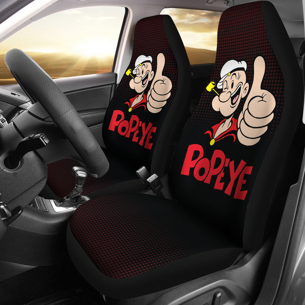 Popeye Car Seat Covers Popeye Halftone Black Car Accessories Ci221109-03