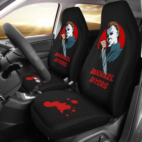 Horror Movie Car Seat Covers | Michael Myers With Sharp Knife Black Seat Covers Ci090221