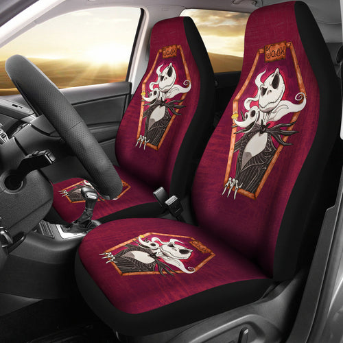 Nightmare Before Christmas Cartoon Car Seat Covers - Jack Skellington Smiling With Zero Dog Red Seat Covers Ci100904
