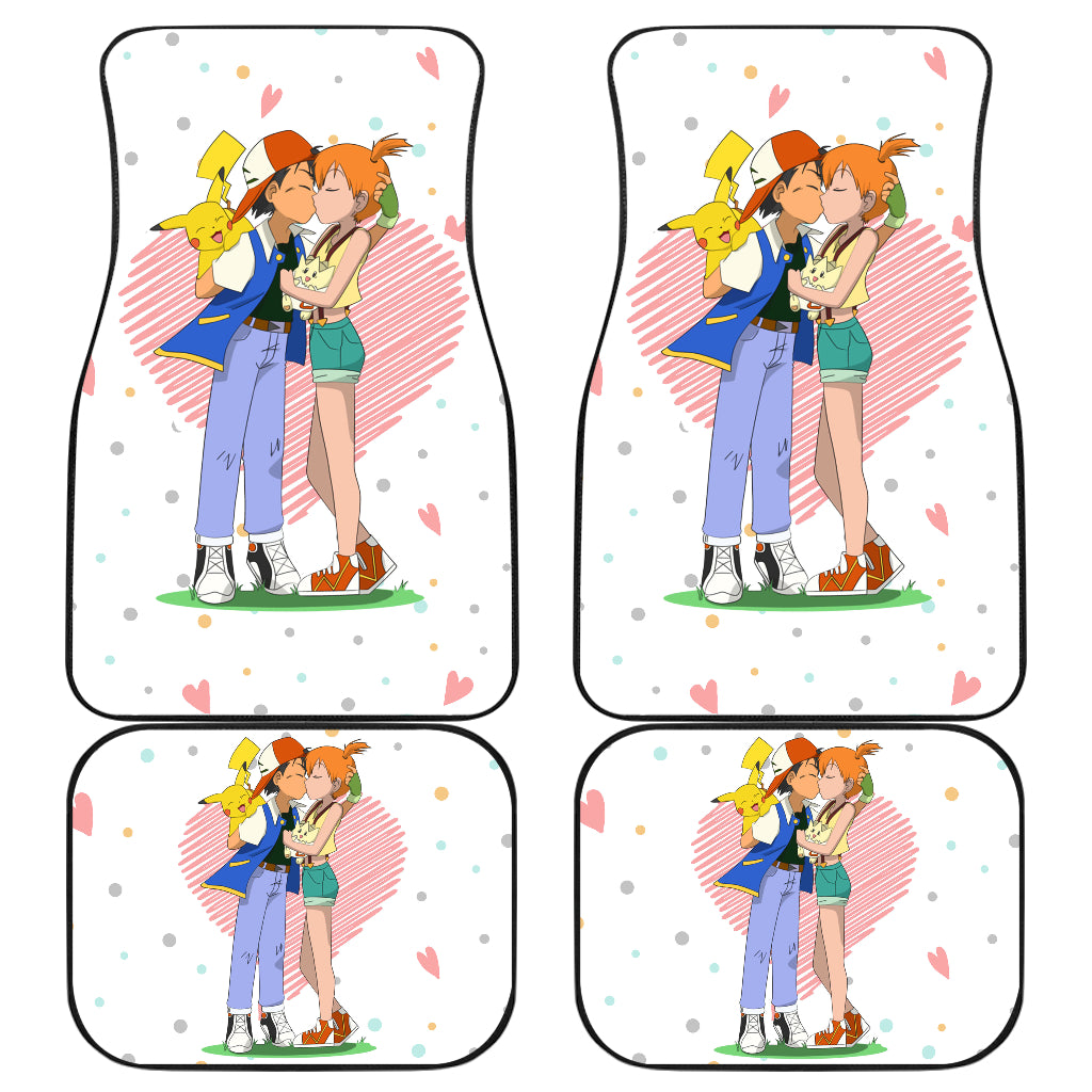 Pokemon Anime  Car Floor Mats - Kasumi Misty And Ash Satoshi Kissing Pikachu And Tapogi Car Mats Ci111103