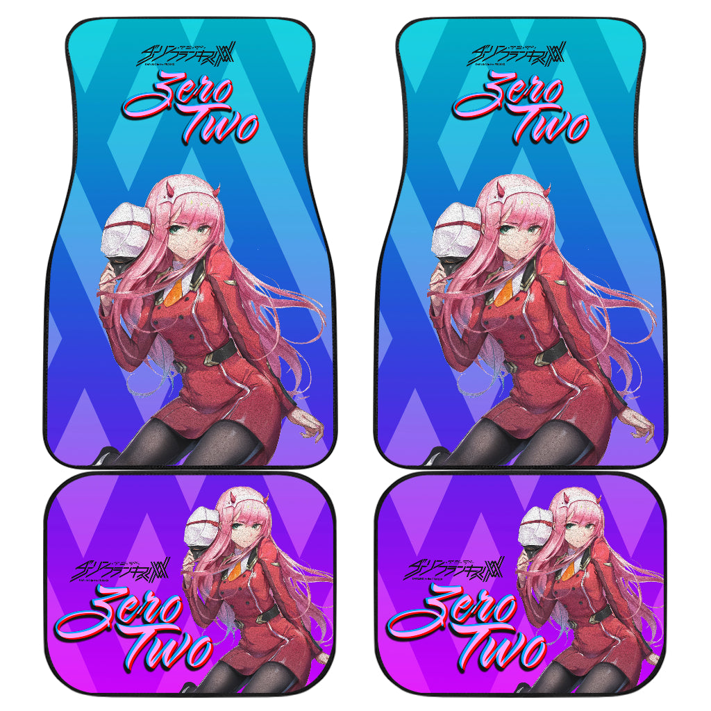 Zero Two Anime Girl BackGround Car Floor Mats Anime Gift Ci0724