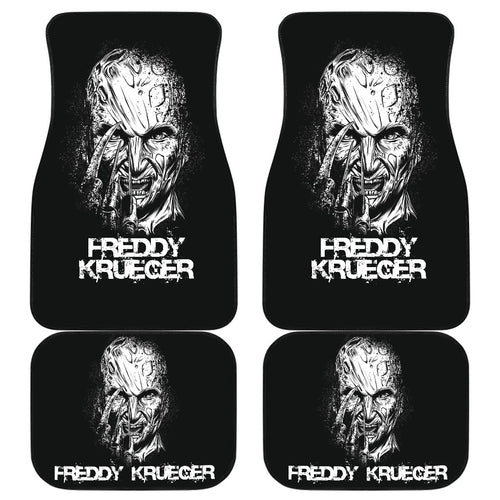 Horror Movie Car Floor Mats | Freddy Krueger Dissolving Face Black White Car Mats Ci083121