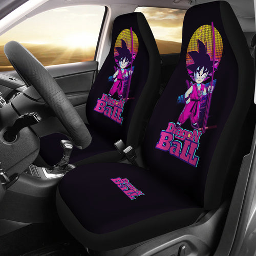 Dragon Ball Anime Car Seat Covers | Little Cute Son Goku Retrowave Seat Covers Ci100803