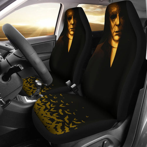 Horror Movie Car Seat Covers | Michael Myers Half Face Flying Bats Seat Covers Ci090821