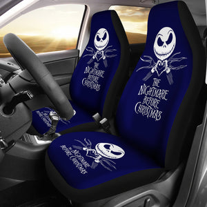 Nightmare Before Christmas Cartoon Car Seat Covers - Jack Skellington Heart Hand Sign Dark Blue Seat Covers Ci100802
