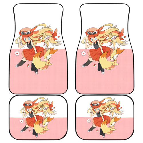 Pokemon Anime  Car Floor Mats - Serena And Fennekin Red Fox Playing Car Mats Ci110804