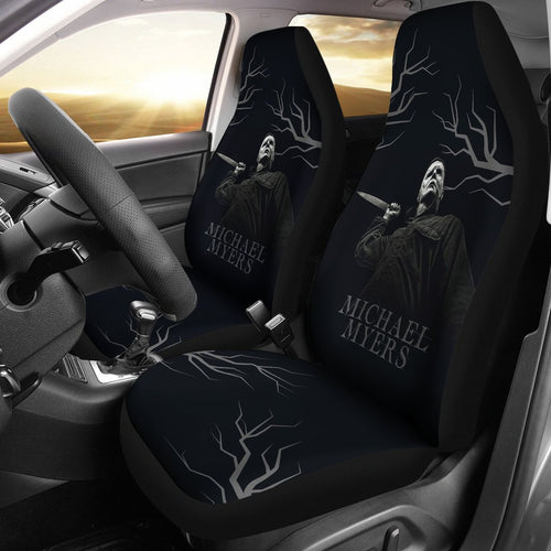Horror Movie Car Seat Covers | Michael Myers No Emotion Black White Seat Covers Ci090821