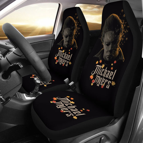 Horror Movie Car Seat Covers | Michael Myers Fading Face Maple Leaf Seat Covers Ci090621
