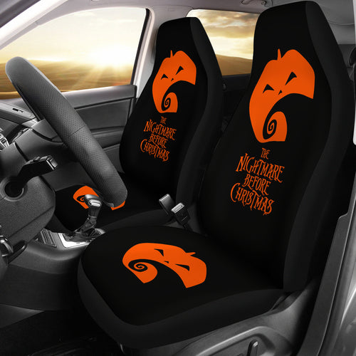 Nightmare Before Christmas Cartoon Car Seat Covers - Pumpkin And The Hill Minimal Seat Covers Ci093003