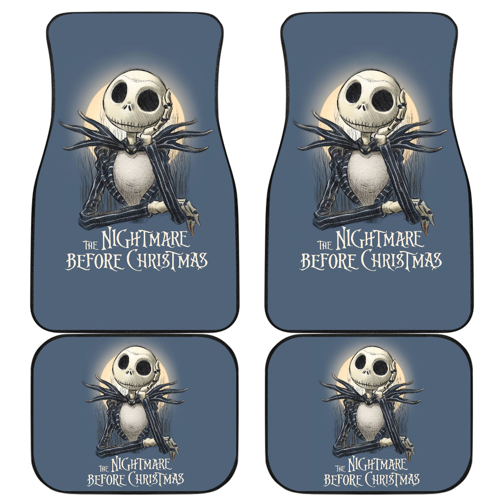 Nightmare Before Christmas Cartoon Car Floor Mats - Jack Skellington Thinking Light Yellow Moon Car Mats Ci101205