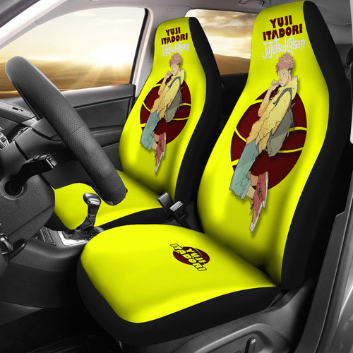 Yuji Itadori style Car Seat Covers Fan Art Jujutsu KaiSen Anime Yellow Seat Covers Fan Gift Ci0712
