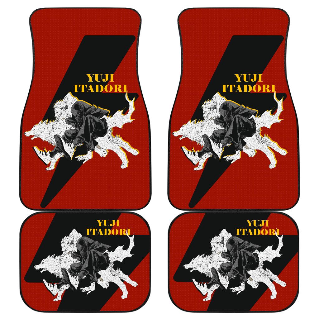 Yuji Itadori Yellow Car Floor Mats Jujutsu Kaisen Anime Car Mats Fan Gift Ci0709