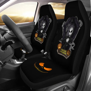 Nightmare Before Christmas Cartoon Car Seat Covers - Evil Jack Skellington With Crying Pumpkin Portrait Seat Covers Ci092801