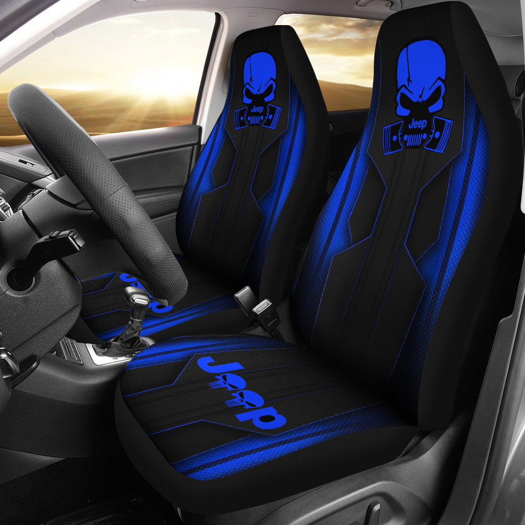 Jeep Skull Hydro Blue Color Car Seat Covers Car Accessories Ci220602-01
