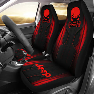 Jeep Skull Frame Red Color Car Seat Covers Car Accessories Ci220602-05