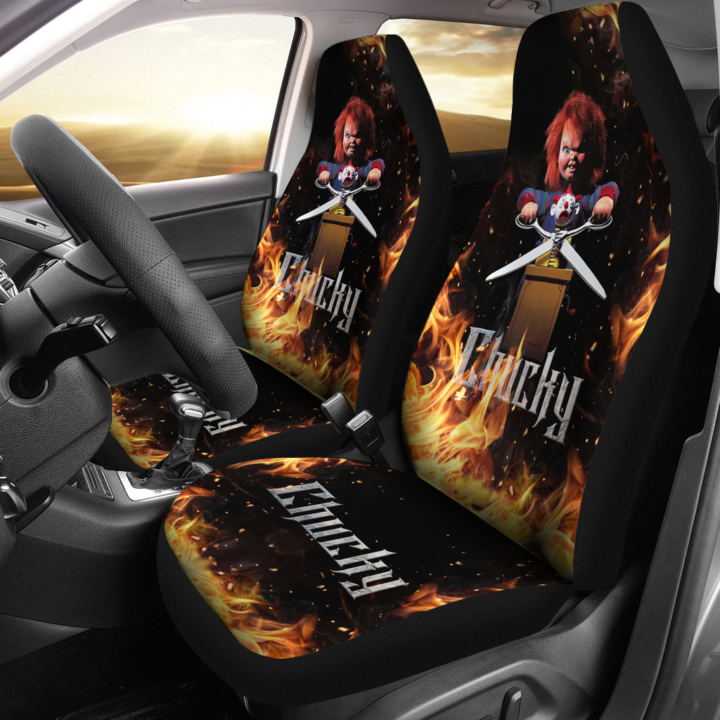 Chucky Fire Horror Halloween Car Seat Covers Chucky Horror Film Car Accesories Ci091521