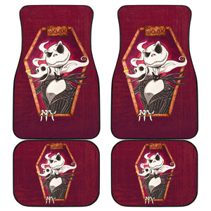Nightmare Before Christmas Cartoon Car Floor Mats - Jack Skellington Smiling With Zero Dog Red Car Mats Ci100903