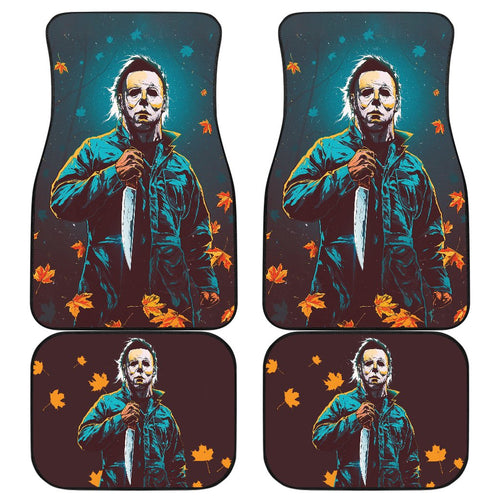 Horror Movie Car Floor Mats | Michael Myers In Forest Leaves Patterns Car Mats Ci090221