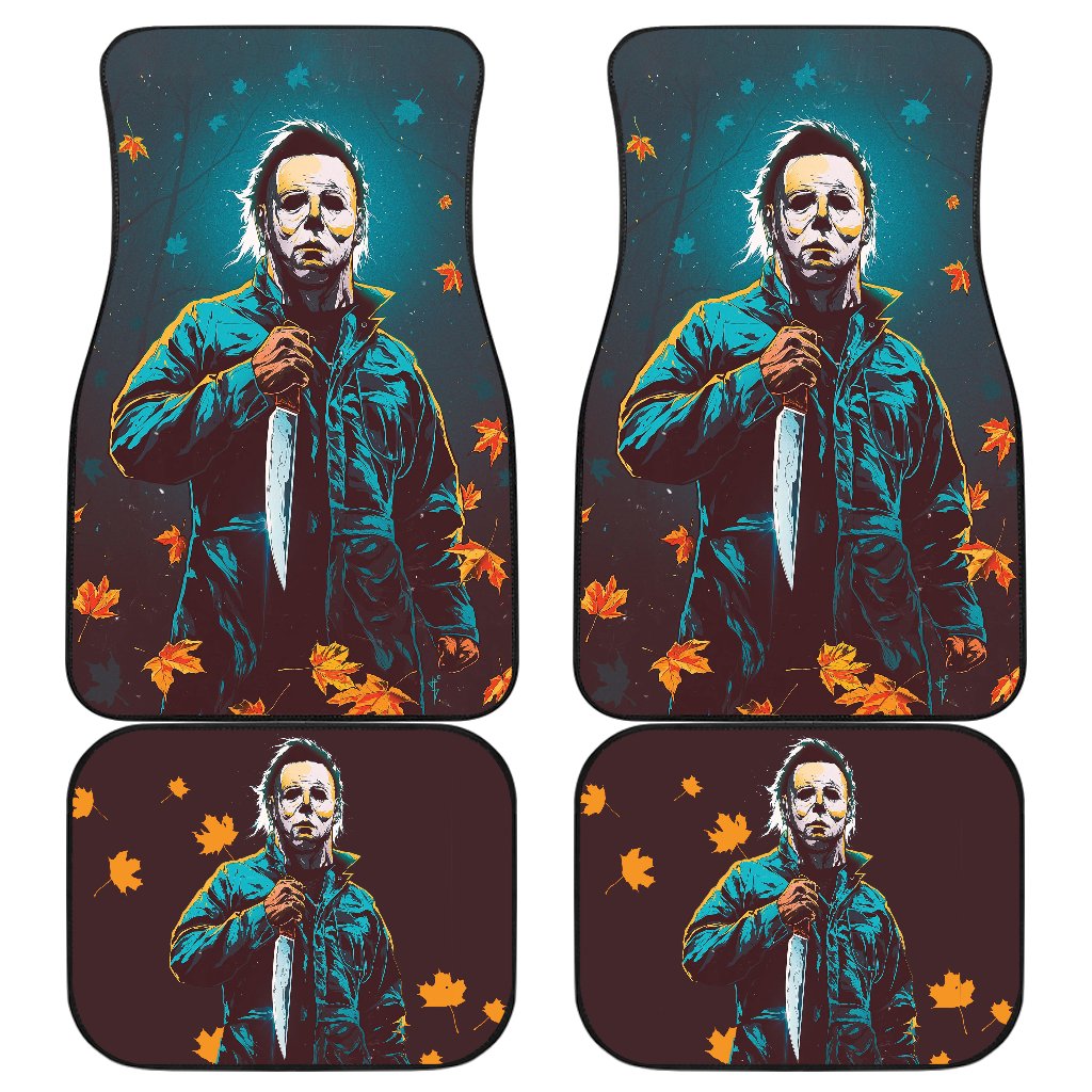 Horror Movie Car Floor Mats | Michael Myers In Forest Leaves Patterns Car Mats Ci090221