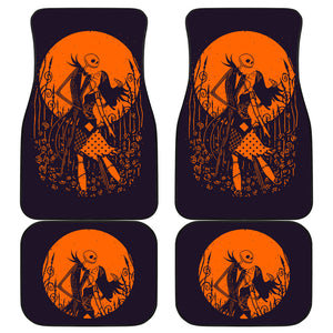 Nightmare Before Christmas Cartoon Car Floor Mats - Jack And Sally Dancing Orange Moon Artwork Car Mats Ci093001