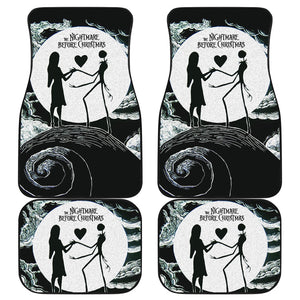 Nightmare Before Christmas Cartoon Car Floor Mats | Jack And Sally Love On Hill Pencil Drawing Car Mats Ci100503