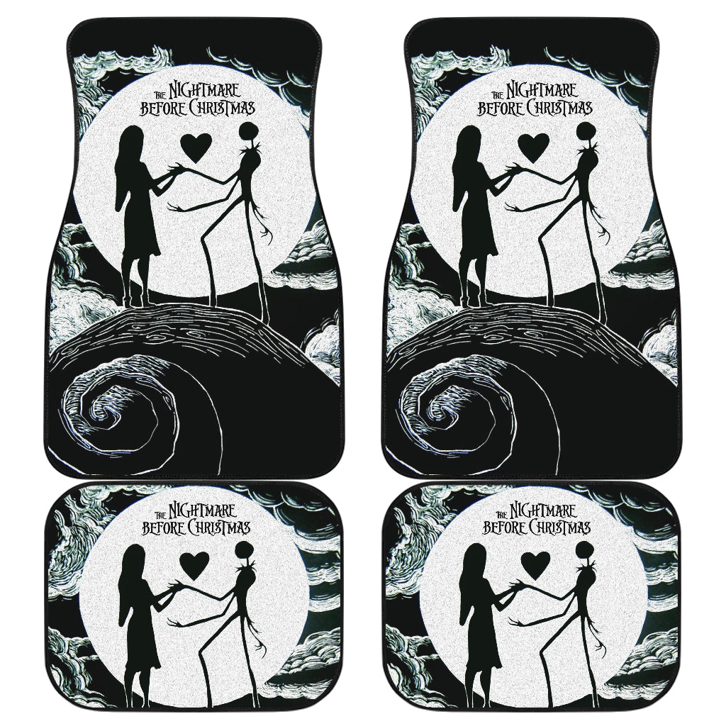 Nightmare Before Christmas Cartoon Car Floor Mats | Jack And Sally Love On Hill Pencil Drawing Car Mats Ci100503