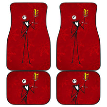Load image into Gallery viewer, Nightmare Before Christmas Cartoon Car Floor Mats - Jack Skellington Holding Gift Red Snowflake Car Mats Ci101104