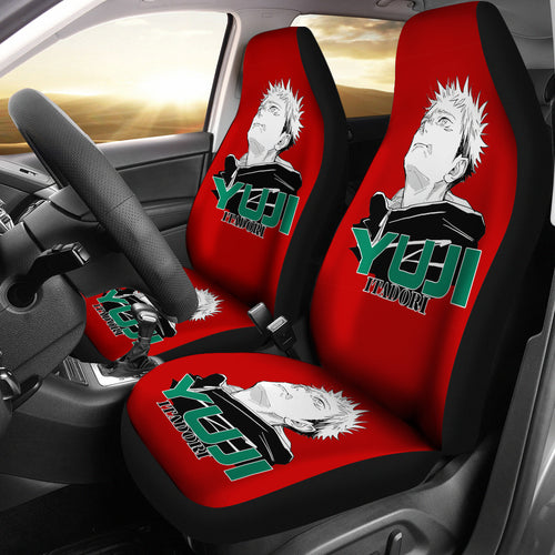 Yuji Itadori style Car Seat Covers Fan Art Jujutsu KaiSen Anime Red Seat Covers Fan Gift Ci0712