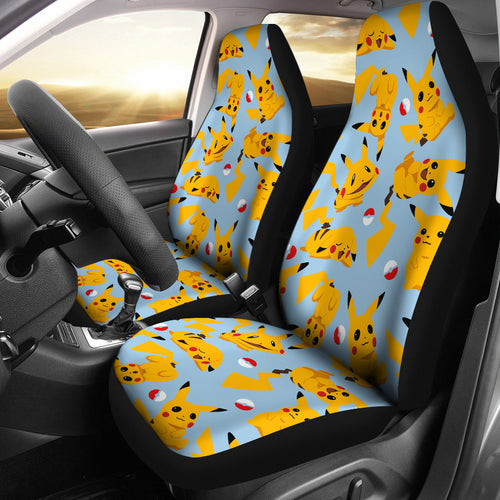 Pikachu Red Seat Covers Pokemon Pattern Anime Car Seat Covers Ci102704