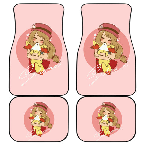 Pokemon Anime  Car Floor Mats - Chibi Serena Hug Fennekin Red Fox Car Mats Ci110602