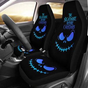 Nightmare Before Christmas Cartoon Car Seat Covers | Jack Skellington Blue Minimal Smiling Face Seat Covers Ci100603