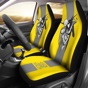 Nightmare Before Christmas Cartoon Car Seat Covers - Minimalist Jack Skellington And Sally Yellow Grey Seat Covers Ci100905