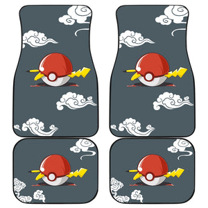 Pokemon Anime Car Floor Mats - Pikachu Sleeping In Pokeball Cloud Patterns Car Mats Ci110302